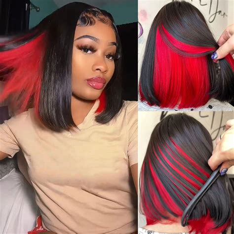 red and black wig short